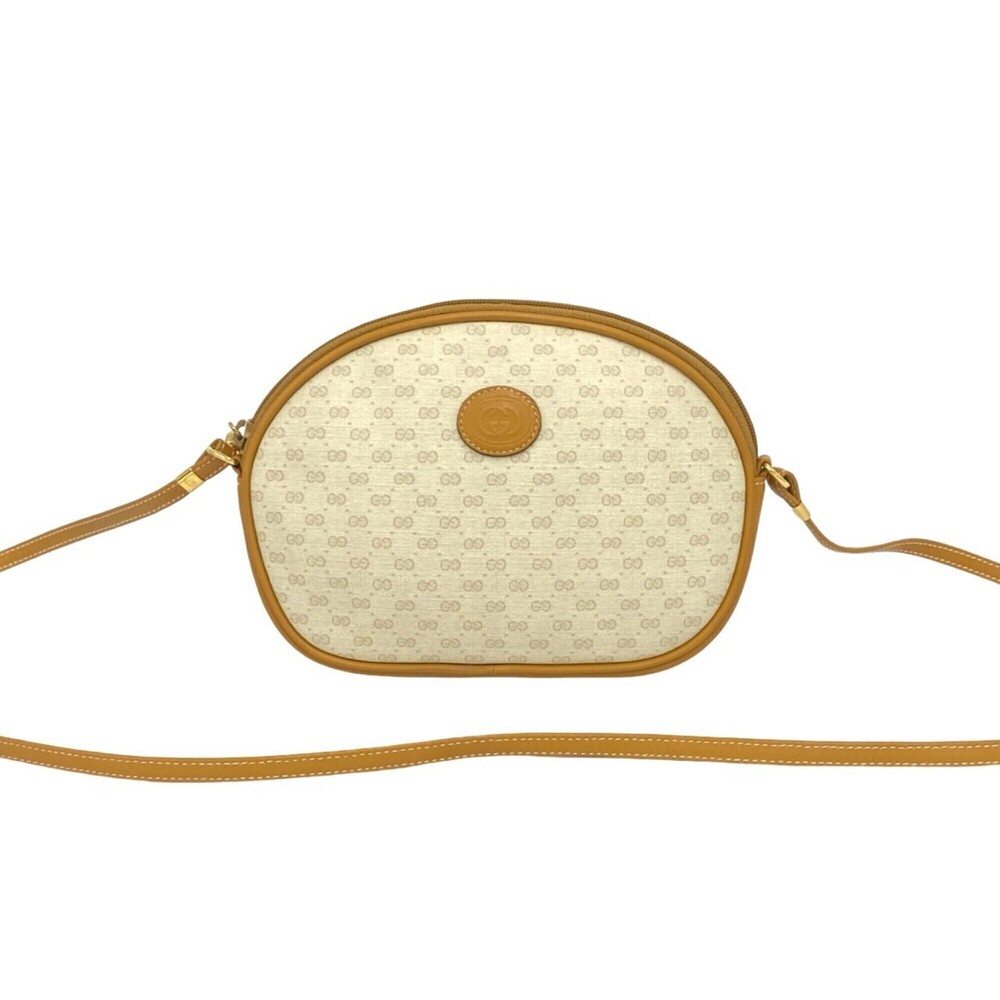 GUCCI Vintage Micro GG Logo Leather Mini Shoulder Bag/Pouch (Ivory/Camel) 39937